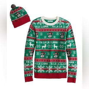 COPY - NWT! Men's Holiday Sweater with Hat, Small, Emerald
